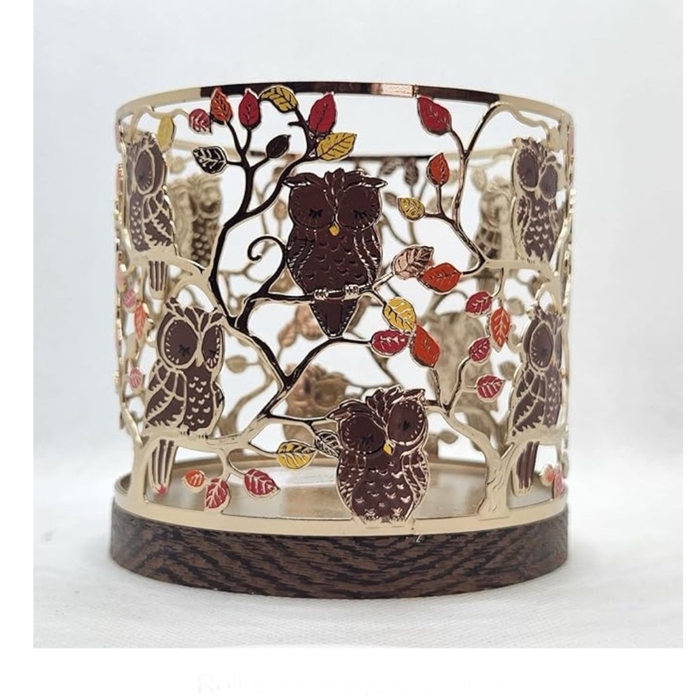 Bath & Body Works 3 wick large candle holder owls Fall NEW